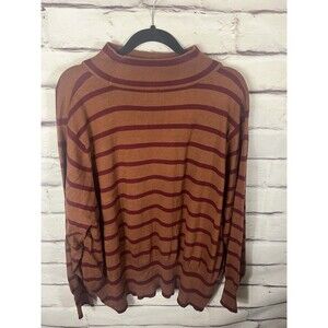 SEVEN7 Melissa McCarthy Size 4X Orange/Red Striped Long Sleeve Sweater Shirt